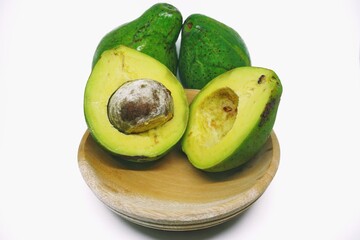 Ripe avocados to make juice. Isolated on white background 