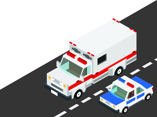 Ambulance truck in Isometric left view