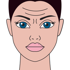 Wrinkles on womans forehead