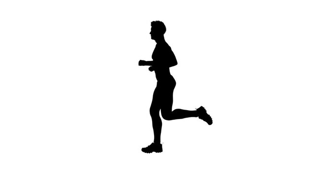 3D Rendering : a silhouette running male character with white background