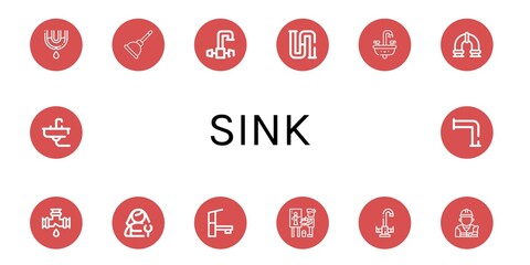 sink simple icons set