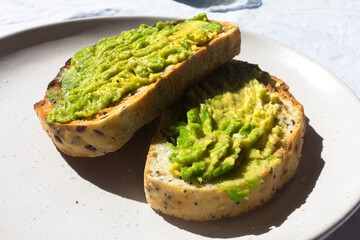 sliced avocado on toast bread