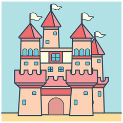 Simple castle cartoon illustration