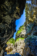 famous hoellental canyon near zugspitze mountain in bavaria