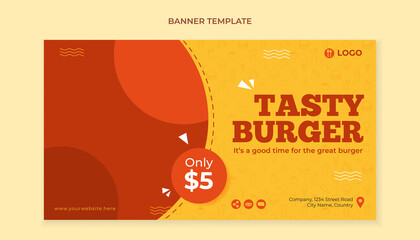 Tasty burger banner template for fast food restaurant