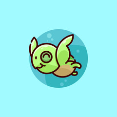 CUTE GREEN BABY TURTLE LOGO