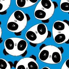 Seamless pattern background with panda bear. Vector illustration. The print for textiles is childish.