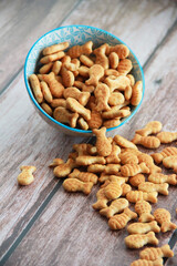 edible dry cookies in the shape of a fish