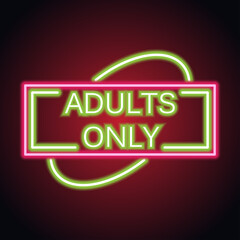 Obraz premium adults only glowing box for outdoor business advertising neon sign billboard. vector illustration