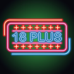 adults only glowing box for outdoor  business advertising neon sign billboard. vector illustration