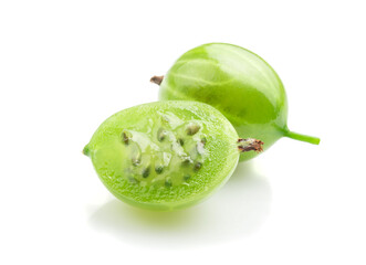 green gooseberry berries isolated on white