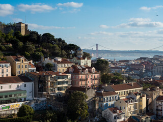 A panorama of lisbon lisboa city in portugal at sunset