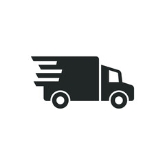 Quick shipping truck vector icon illustration on white background
