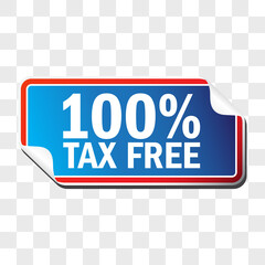 100 percentage tax free sticker isolated on white background. vector illustration