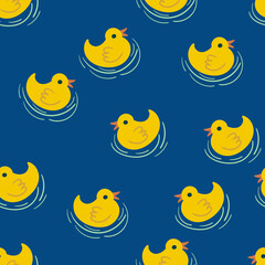 Childish Seamless pattern hand drawn ducks. Creative animal design for apparel, fabric, textile, stationary, wrapping, wallpaper.