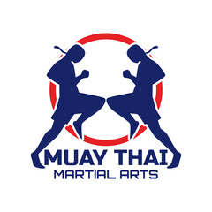 muay thai martial art isolated on white background. vector illustration