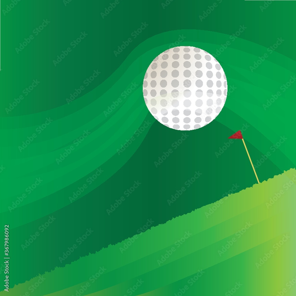 Canvas Prints golf flag stick and ball on abstract background