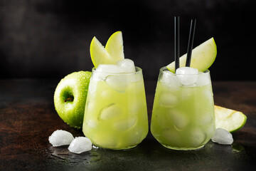 Summer cocktail with green apple