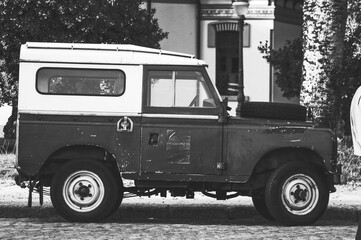 Barcelona, Spain; August 15, 2018: Old and classic 4x4 off road car in the city