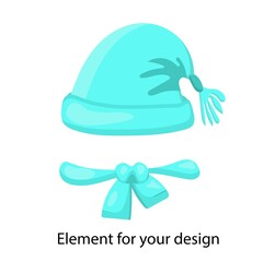 hat and scarf . illustration isolated on white background..