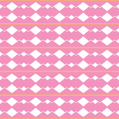 Vector seamless pattern texture background with geometric shapes, colored in pink, white, yellow colors.