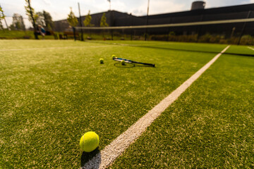 empty tennis grass court Aerial