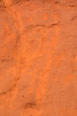 Ocher quarries (Les Ocres) in Roussillon, Provence, France, closeup of a rock, Luberon Nature Reserve, a sunny day in summer