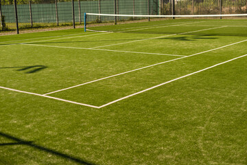 empty tennis grass court Aerial