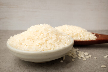 White rice on white background