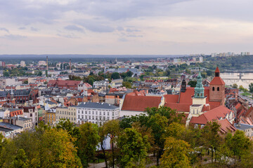 Obraz premium Sightseeing of Poland. Cityscape of Grudziadz, aerial view of the historic center