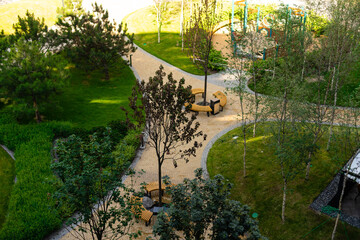 Stone Pathway in a Lush Green Park