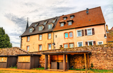 Fototapeta na wymiar Traditional houses in la Petite-Pierre town - Alsace, Bas-Rhin, France