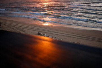 Orange sunset on the beach