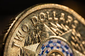 Australian Coins. Money background, Australia theme, shallow depth of field.