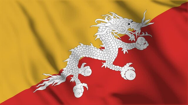 Waving flag loop. National flag of Bhutan