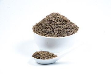 indian spices cumin seeds isolated.