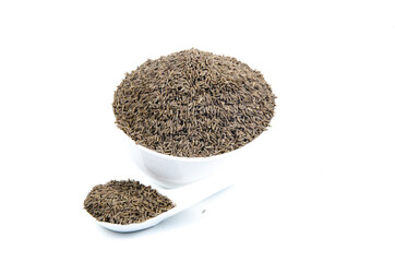 indian spices cumin seeds isolated.