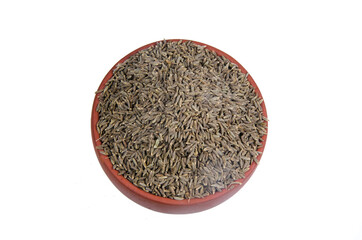 indian spices cumin seeds isolated.