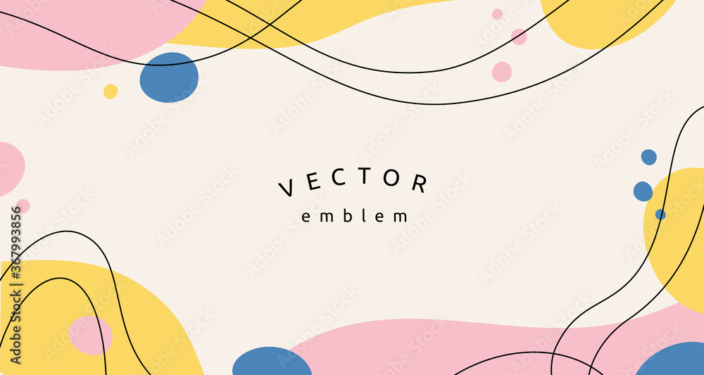 Fototapete Vector abstract creative background in minimal trendy style with copy space for text and modern art shapes - digital collage, horizontal design template for social media and websites 