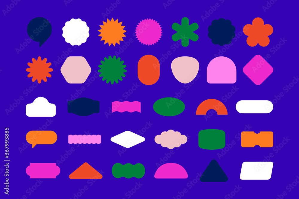 Poster Vector set of design elements, patches and stickers with copy space for text - abstract background elements for branding, packaging, prints and social media posts