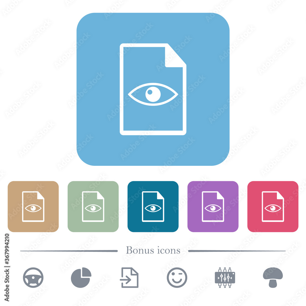 Aufkleber file preview flat icons on color rounded square backgrounds