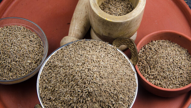 indian spices cumin seeds isolated.