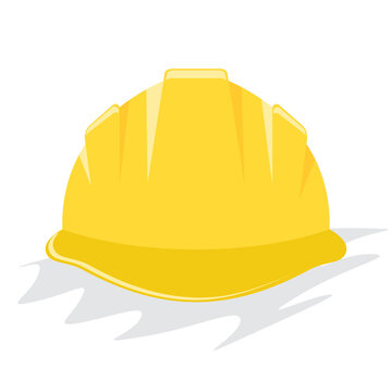 Yellow helmet or construction hardhat. Flat and solid color vector illustration.