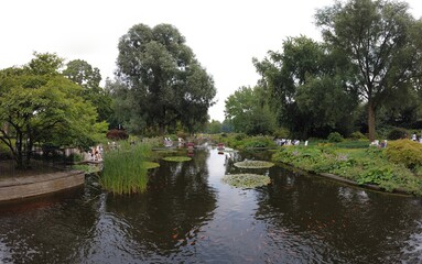 Fototapeta na wymiar Beautiful scene in a park called plants und Blomen in Hamburg germany Europe