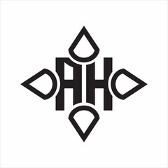 AH Logo monogram with four cone rounded by the shape design template on white background