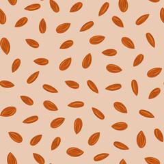 Seamless colorful pattern of almond. Kitchen, cooking print.