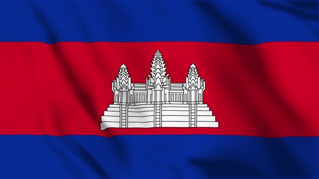 Waving flag loop. National flag of Cambodia