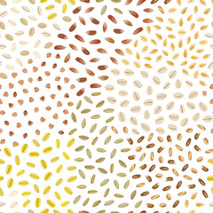 Seamless pattern of whole grains and cereals. Kitchen, cooking print.