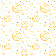 Pizza vector flat seamless pattern on white background