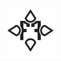 FF Logo monogram with four cone rounded by the shape design template on white background